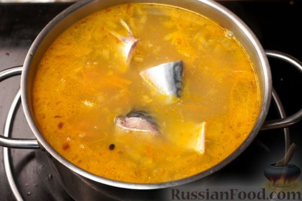 Рыбный суп из скумбрии с пшеном
